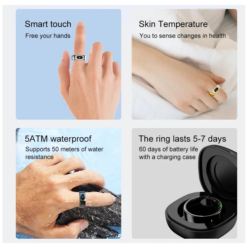 Smart Ring with Charging Case  - Temperature Ring Skin review and price